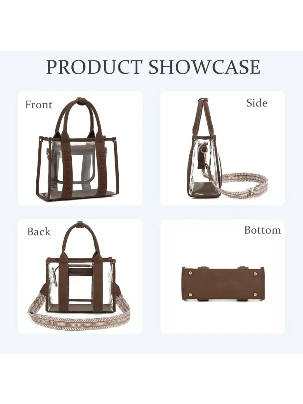 Stylish Clear Tote Bag for Stadiums, Concerts & Beach - Transparent Crossbody